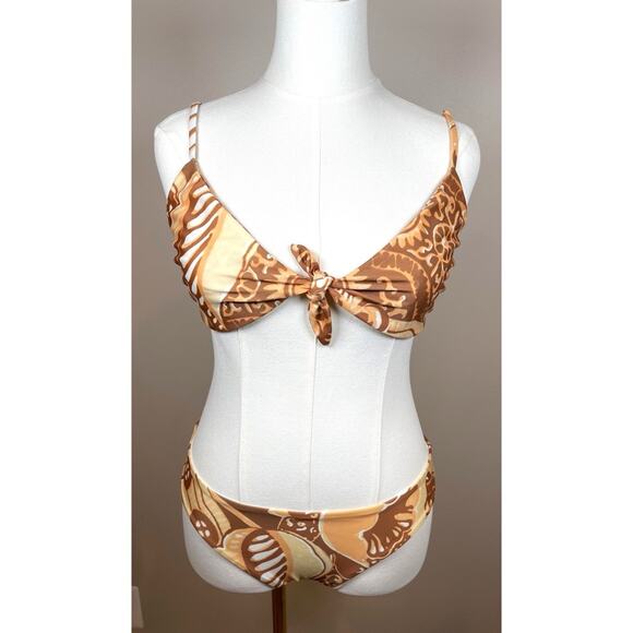 Mara Hoffman Clara Knot Bikini Top & Zoa Swim Bottom In Acadia Floral Set Sz XL - Picture 4 of 9